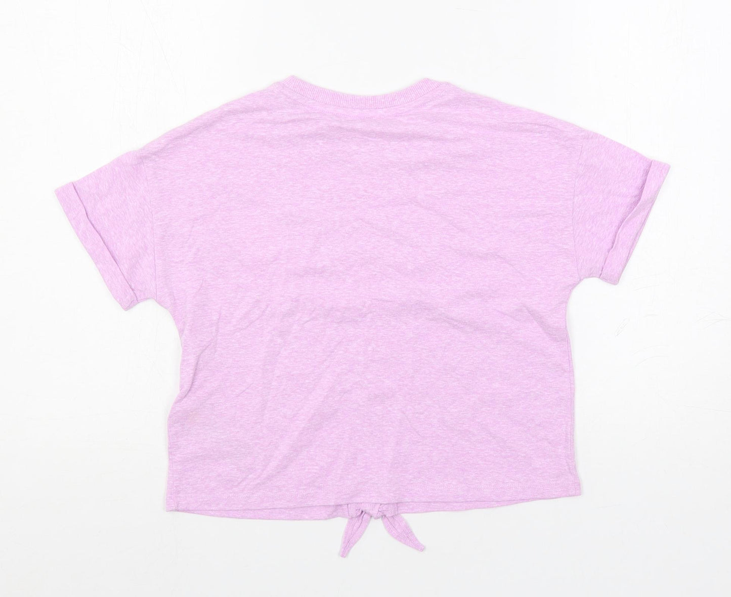 Marks and Spencer Girls Pink Polyester Pullover T-Shirt Size 9-10 Years Crew Neck Pullover - Tie Front Detail