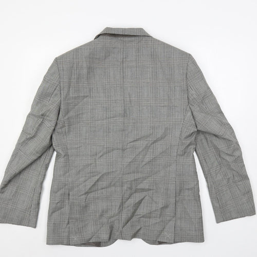 Marks and Spencer Mens Grey Plaid Wool Jacket Suit Jacket Size 40 Regular