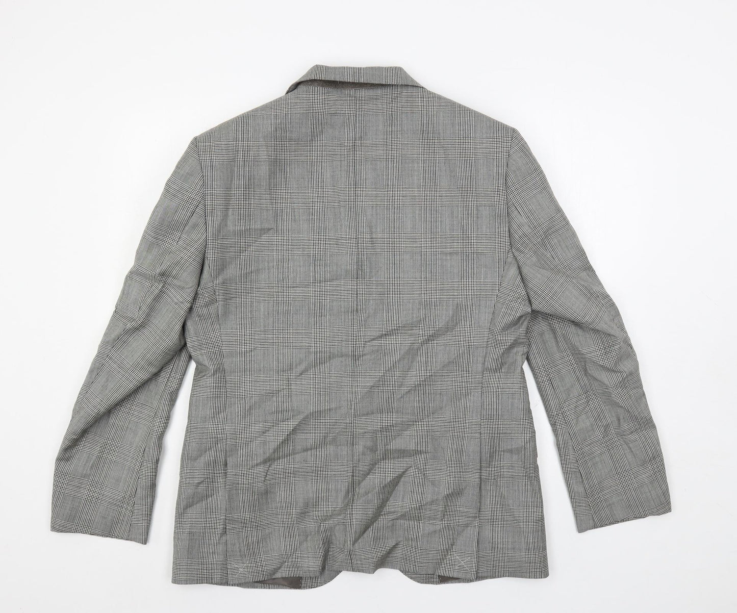 Marks and Spencer Mens Grey Plaid Wool Jacket Suit Jacket Size 40 Regular