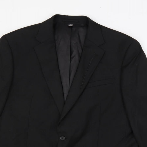 Marks and Spencer Mens Black Polyester Jacket Suit Jacket Size 42 Regular