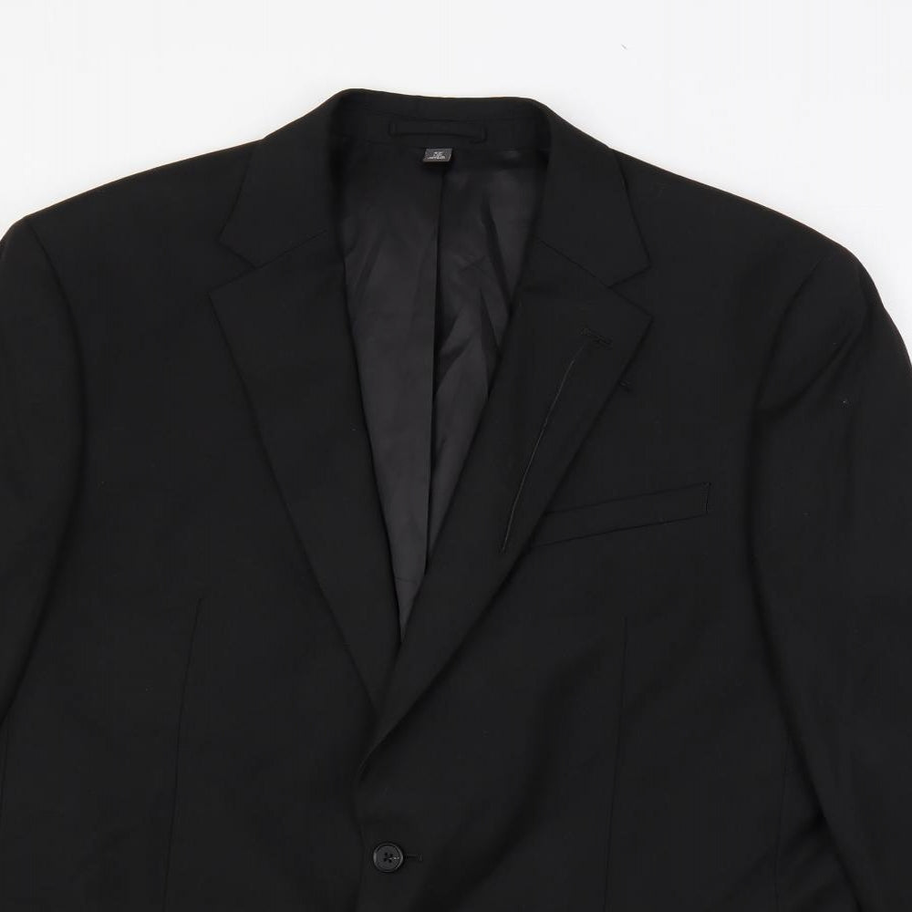 Marks and Spencer Mens Black Polyester Jacket Suit Jacket Size 42 Regular