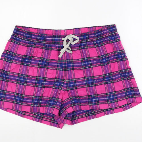 Marks and Spencer Womens Multicoloured Plaid Cotton Top Sleep Shorts Size 18 Drawstring