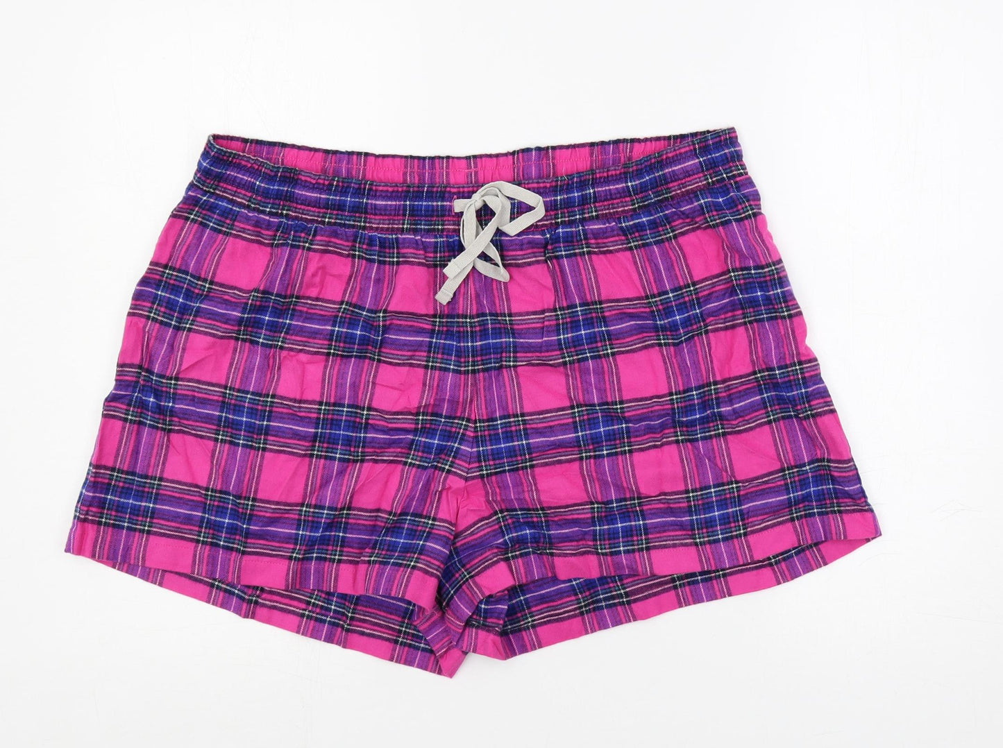 Marks and Spencer Womens Multicoloured Plaid Cotton Top Sleep Shorts Size 18 Drawstring