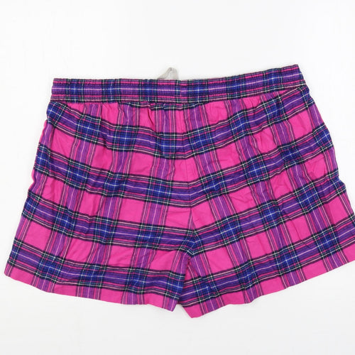 Marks and Spencer Womens Multicoloured Plaid Cotton Top Sleep Shorts Size 18 Drawstring