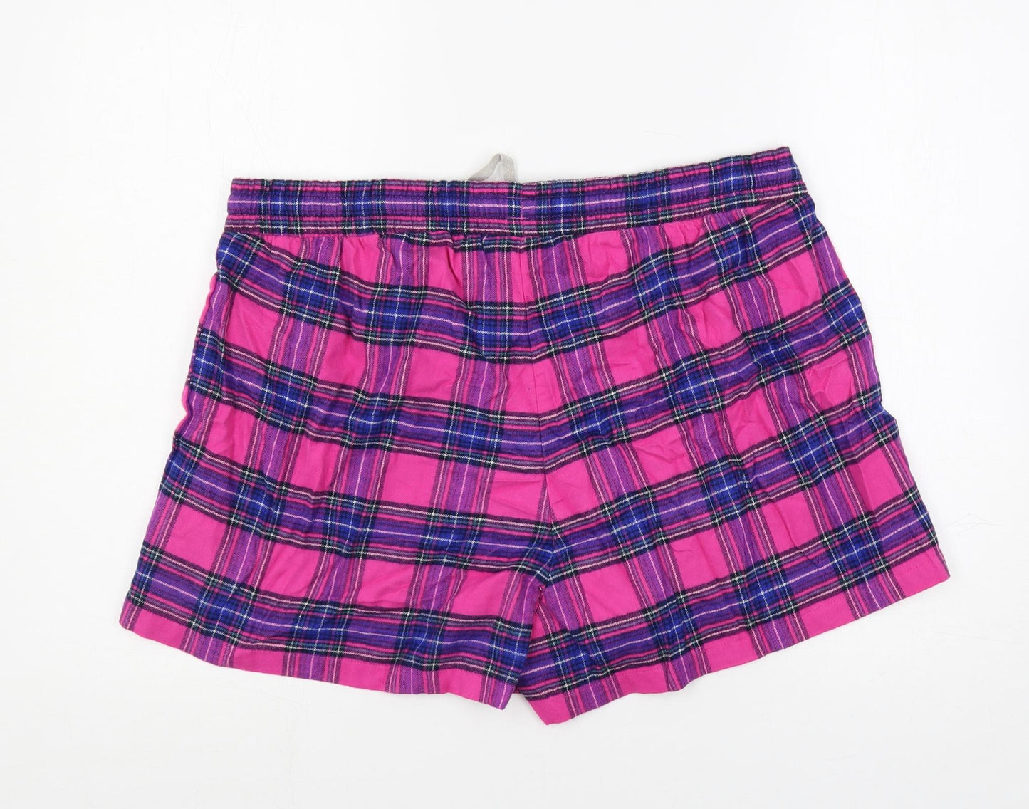 Marks and Spencer Womens Multicoloured Plaid Cotton Top Sleep Shorts Size 18 Drawstring