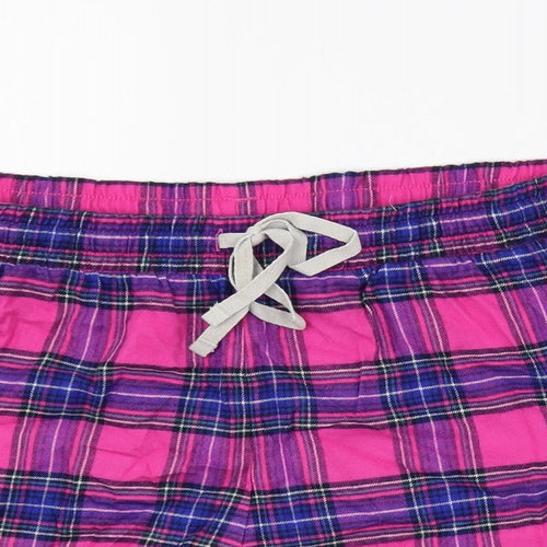 Marks and Spencer Womens Multicoloured Plaid Cotton Top Sleep Shorts Size 18 Drawstring