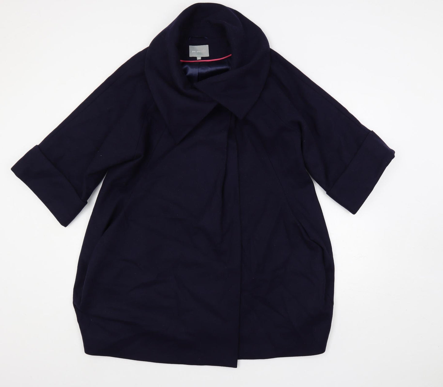 Per Una Womens Blue Overcoat Coat Size 14 Snap