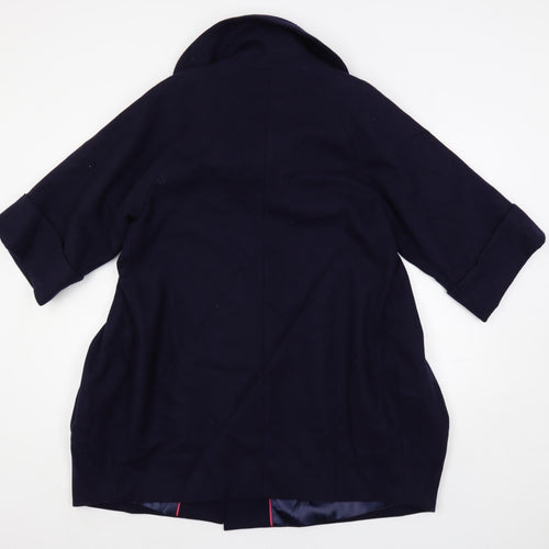Per Una Womens Blue Overcoat Coat Size 14 Snap