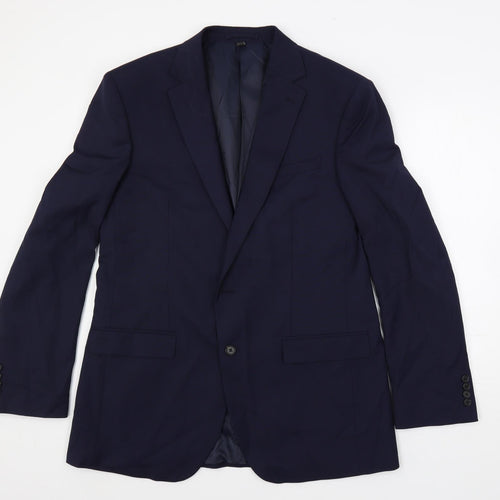 Marks and Spencer Mens Blue Polyester Jacket Suit Jacket Size 42 Regular