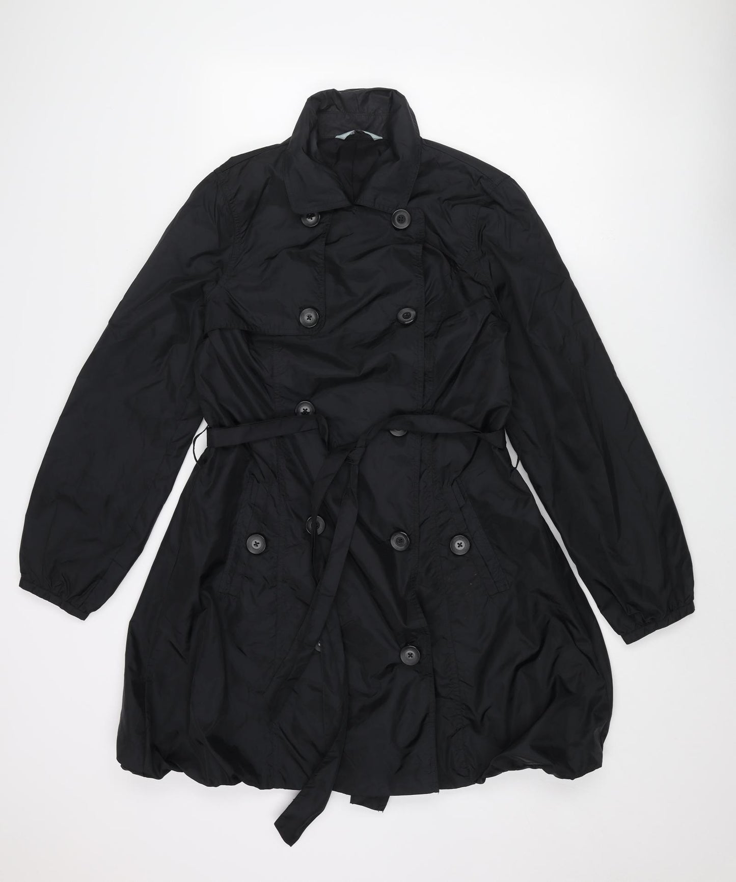 Red Herring Womens Black Trench Coat Coat Size 14 Button - Belted