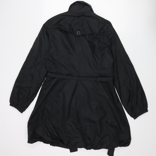 Red Herring Womens Black Trench Coat Coat Size 14 Button - Belted