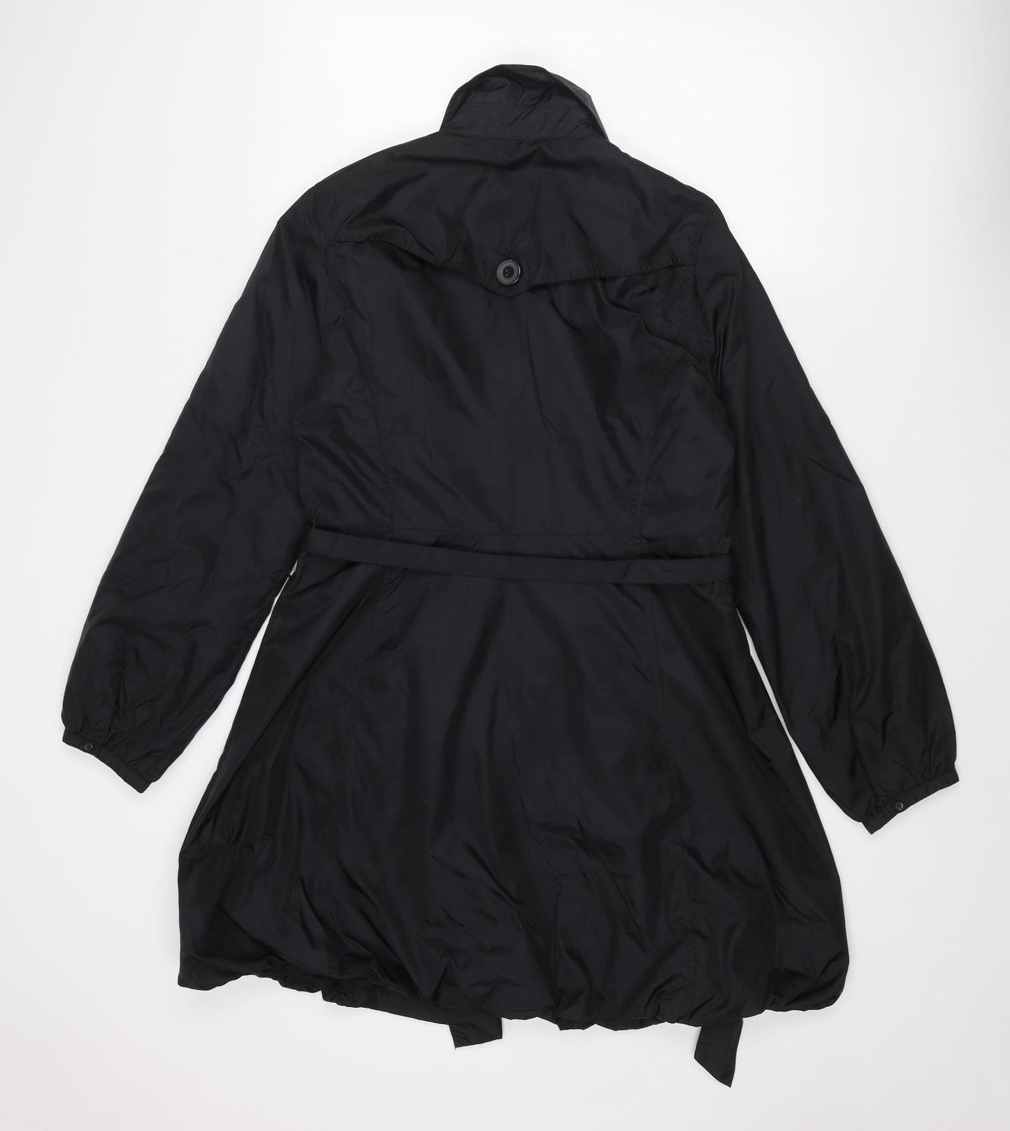 Red Herring Womens Black Trench Coat Coat Size 14 Button - Belted