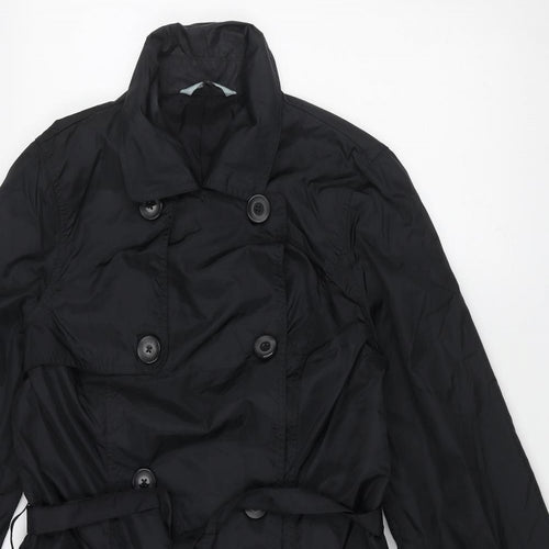 Red Herring Womens Black Trench Coat Coat Size 14 Button - Belted