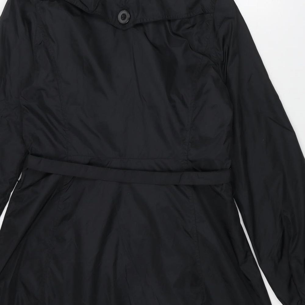 Red Herring Womens Black Trench Coat Coat Size 14 Button - Belted