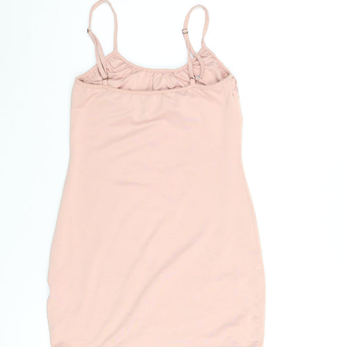 Oh Polly Womens Pink Polyester Mini Size 10 Scoop Neck Pullover - Rouched