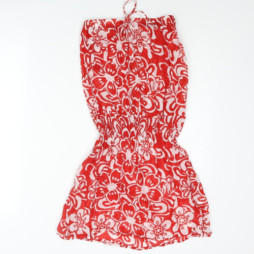 New Look Womens Red Floral Cotton Cover Up Size 8 - Bow