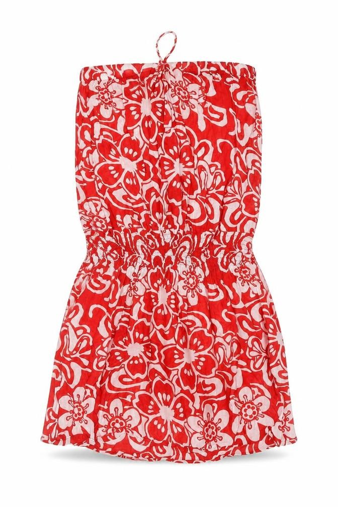 New Look Womens Red Floral Cotton Cover Up Size 8 - Bow