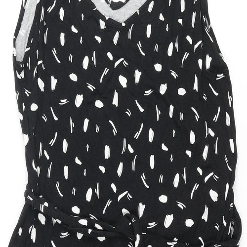 M&Co Womens Black Geometric Viscose Shift Size 10 V-Neck Pullover - Belted