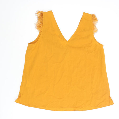 French Connection Womens Yellow Polyester Camisole Blouse Size S V-Neck - Lace Detail