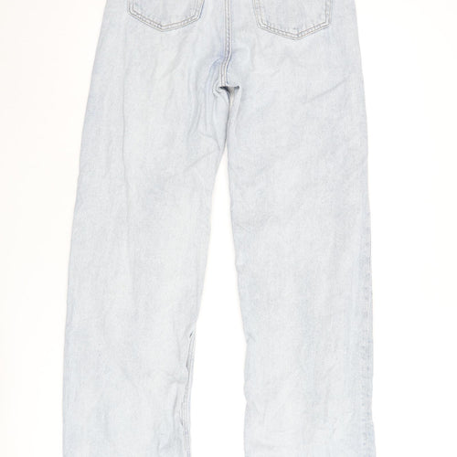 H&M Womens Blue Cotton Wide-Leg Jeans Size 6 L30 in Regular Zip