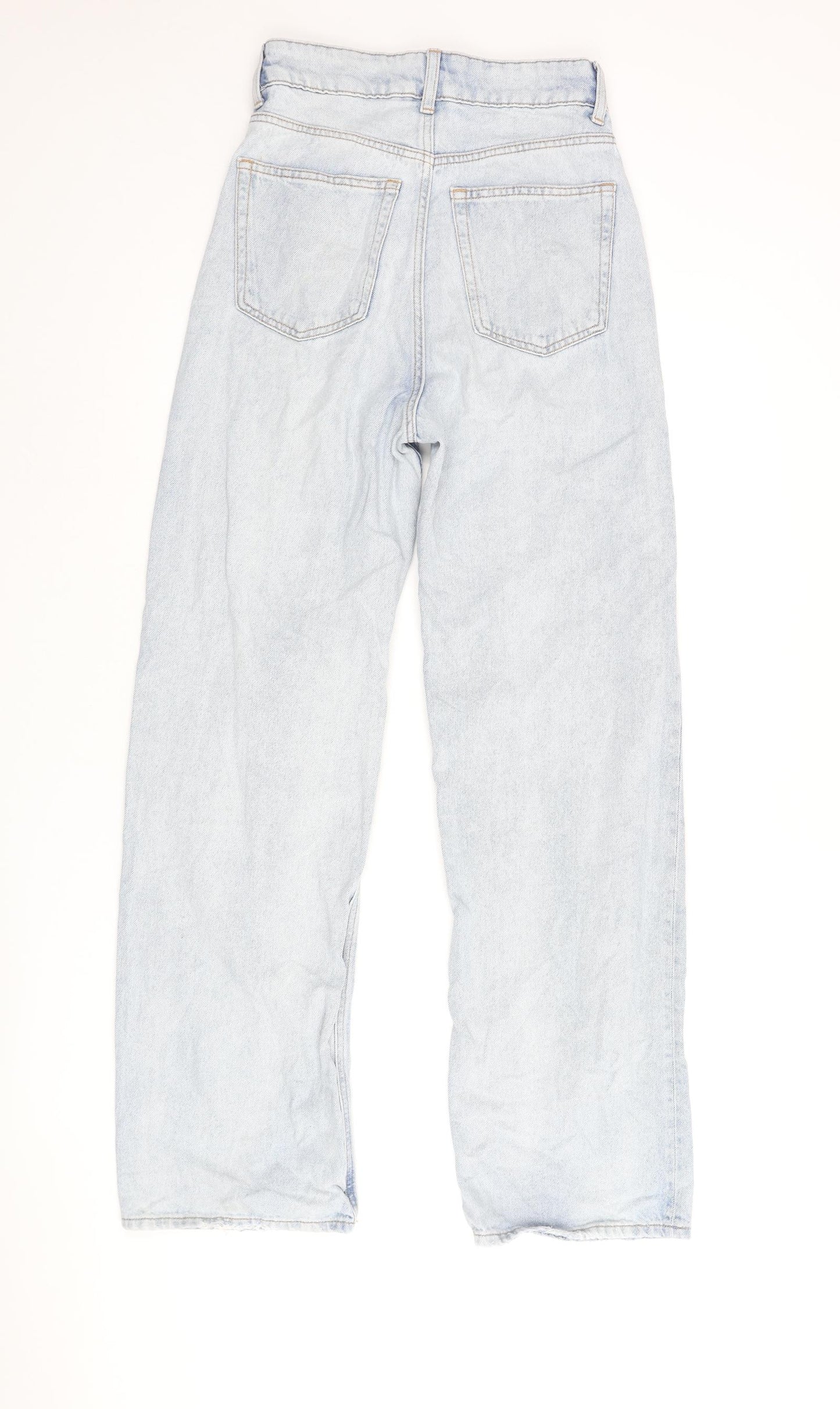 H&M Womens Blue Cotton Wide-Leg Jeans Size 6 L30 in Regular Zip