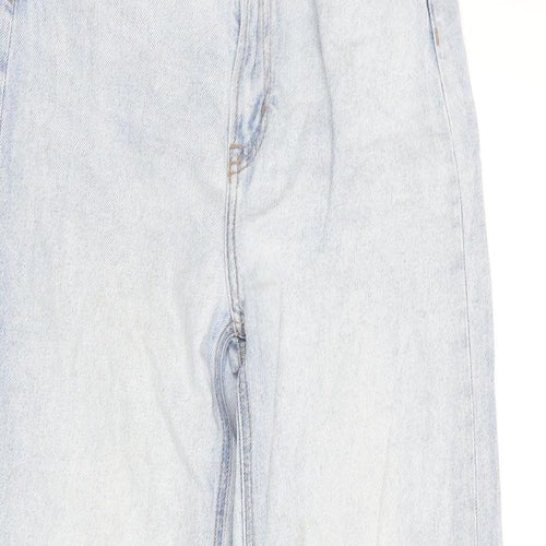 H&M Womens Blue Cotton Wide-Leg Jeans Size 6 L30 in Regular Zip