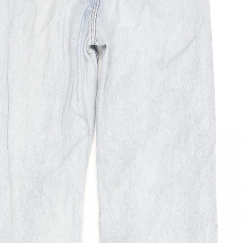 H&M Womens Blue Cotton Wide-Leg Jeans Size 6 L30 in Regular Zip