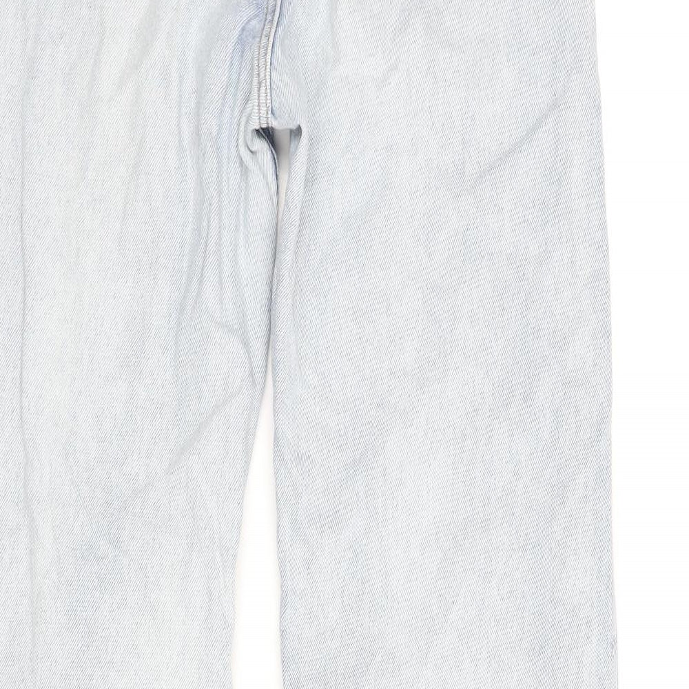 H&M Womens Blue Cotton Wide-Leg Jeans Size 6 L30 in Regular Zip