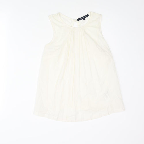French Connection Womens Ivory Polyester Camisole Blouse Size S Round Neck - Pleated