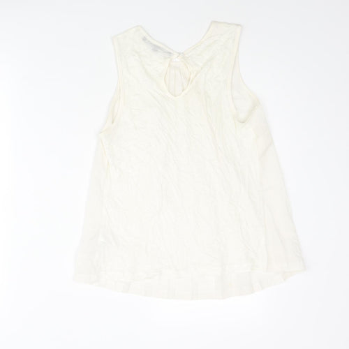 French Connection Womens Ivory Polyester Camisole Blouse Size S Round Neck - Pleated