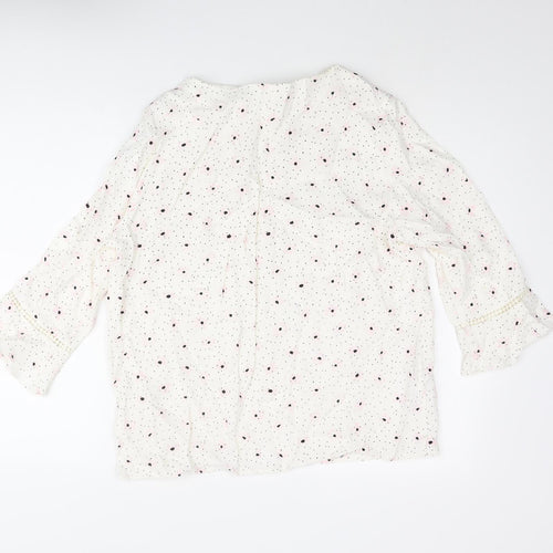 Laura Ashley Womens Ivory Geometric Viscose Basic Blouse Size 12 Round Neck - Floral Polka Dot Print
