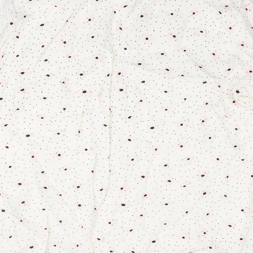 Laura Ashley Womens Ivory Geometric Viscose Basic Blouse Size 12 Round Neck - Floral Polka Dot Print