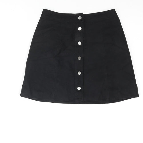 Divided by H&M Womens Black Polyester A-Line Skirt Size 6 Snap