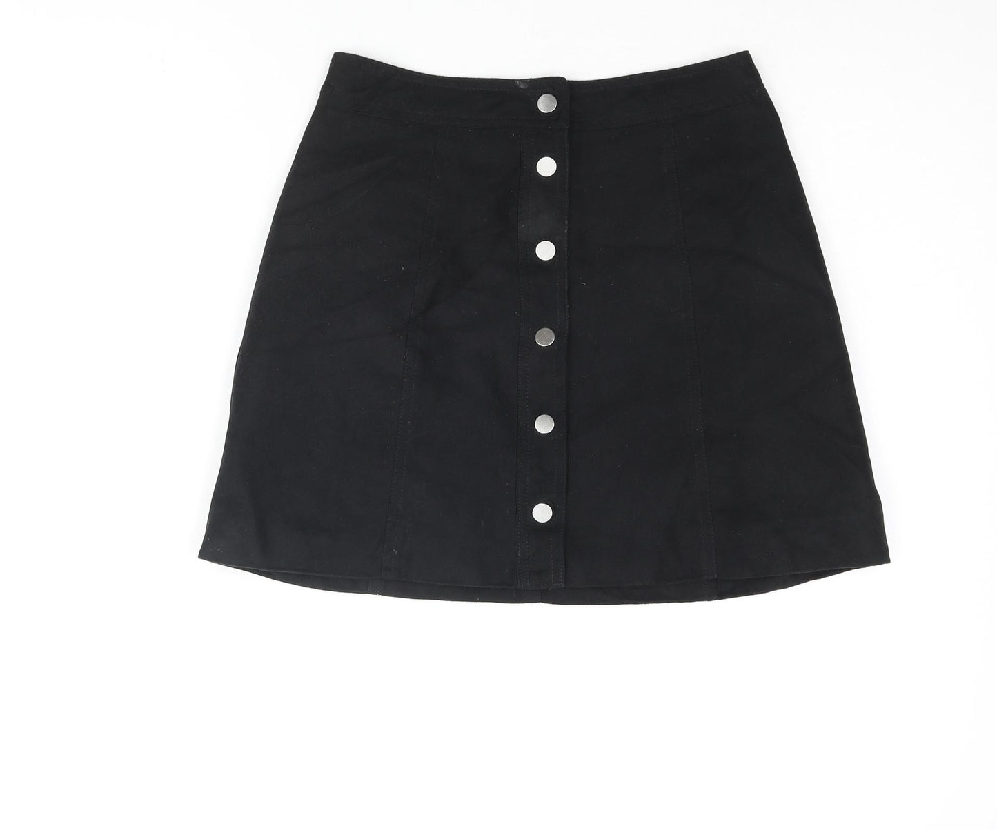 Divided by H&M Womens Black Polyester A-Line Skirt Size 6 Snap