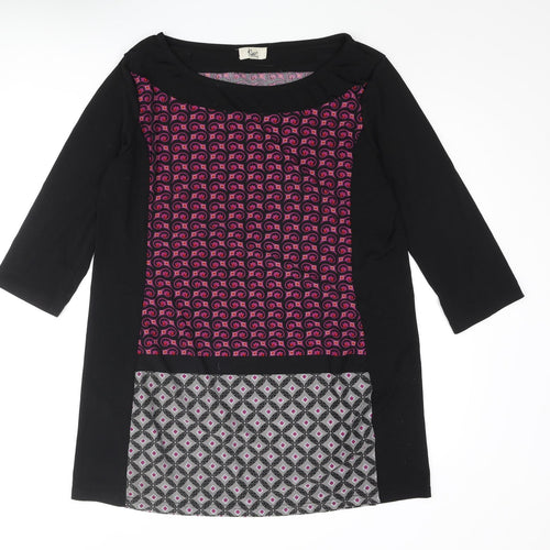 Klass Womens Black Polyester Mini Size XL Boat Neck Pullover - Geometric Print