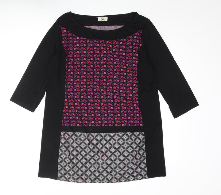 Klass Womens Black Polyester Mini Size XL Boat Neck Pullover - Geometric Print