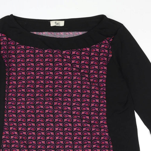 Klass Womens Black Polyester Mini Size XL Boat Neck Pullover - Geometric Print