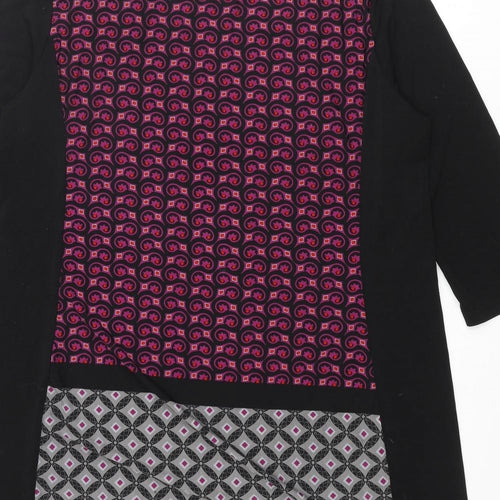 Klass Womens Black Polyester Mini Size XL Boat Neck Pullover - Geometric Print