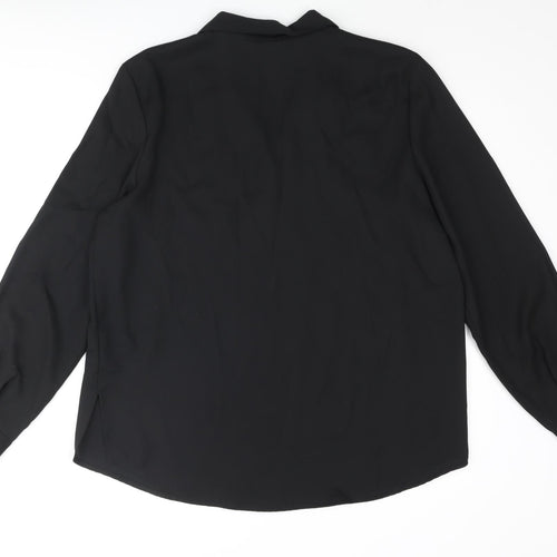 St Bernard Womens Black Polyester Basic Blouse Size 16 Collared - Floral Embroidery Beading
