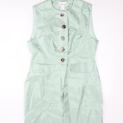 Annorlunda Womens Green Gilet Jacket Size 14 Button