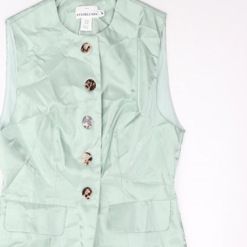Annorlunda Womens Green Gilet Jacket Size 14 Button