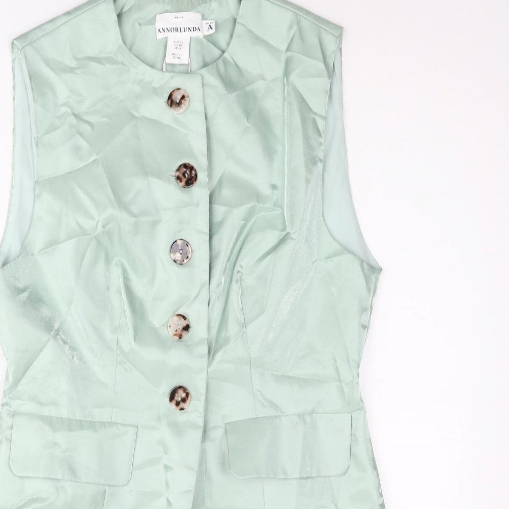 Annorlunda Womens Green Gilet Jacket Size 14 Button