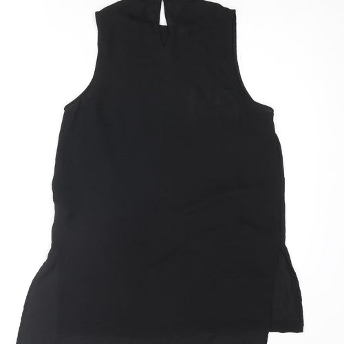 H&M Womens Black Polyester Tunic Blouse Size 8 Mock Neck - Side Slits
