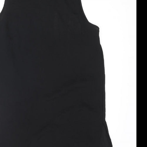 H&M Womens Black Polyester Tunic Blouse Size 8 Mock Neck - Side Slits