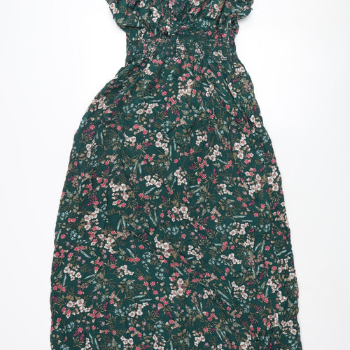 Apricot Womens Green Floral Viscose Maxi Size 16 V-Neck Pullover
