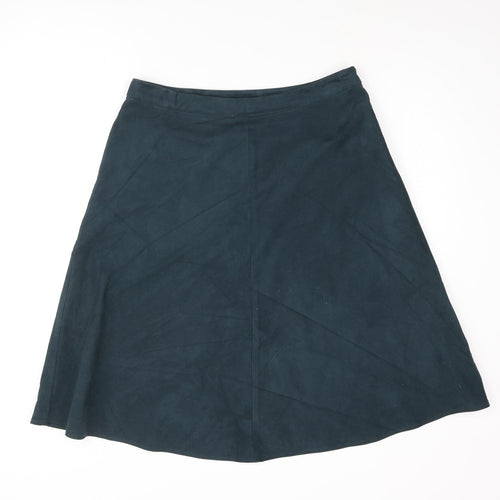 Marks and Spencer Womens Green Polyester A-Line Skirt Size 14 Zip
