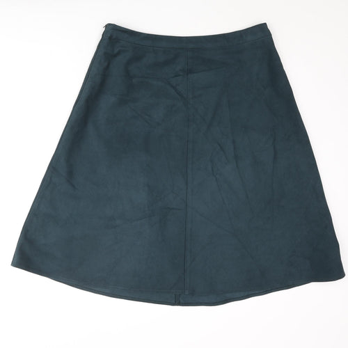 Marks and Spencer Womens Green Polyester A-Line Skirt Size 14 Zip