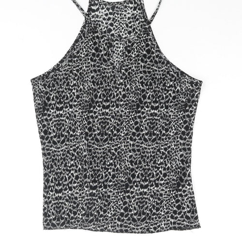 NEXT Womens Black Geometric Polyester Camisole Blouse Size 14 Square Neck