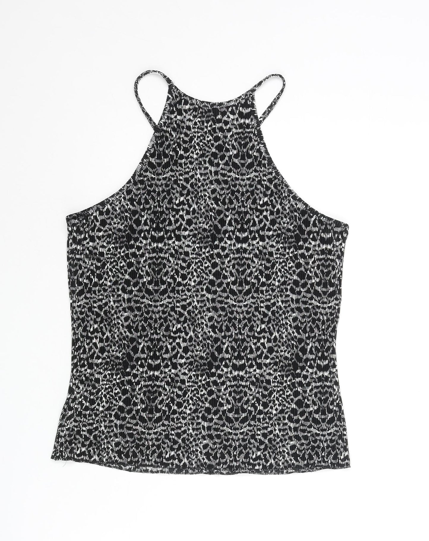 NEXT Womens Black Geometric Polyester Camisole Blouse Size 14 Square Neck