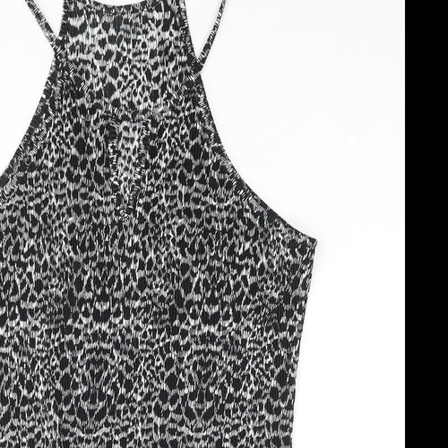 NEXT Womens Black Geometric Polyester Camisole Blouse Size 14 Square Neck